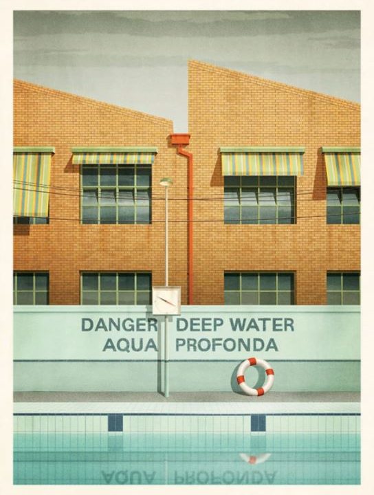 Aqua Profonda Fitzroy swimming Pool Art Print Discount Professional