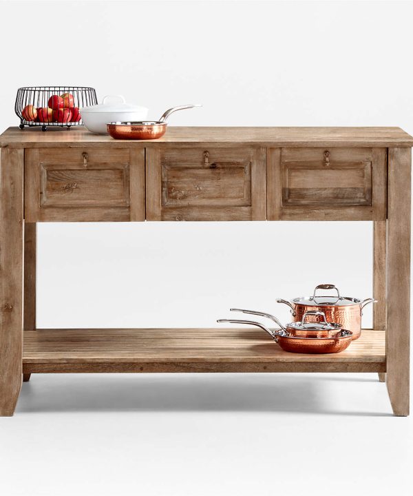 Basque 56" Light Brown Solid Wood Kitchen Island with Storage 658453 Free Shipping Hot Sale