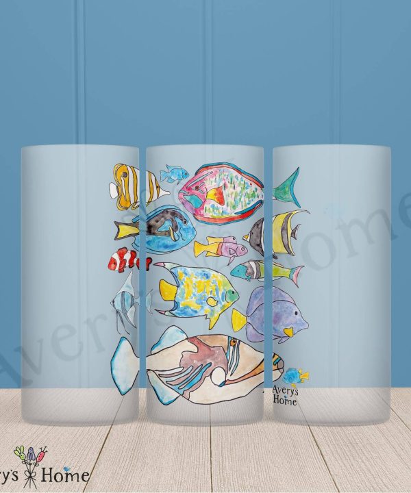 Tropical Fish Frosted Drinking Glass Dishwasher Safe Clearance Order