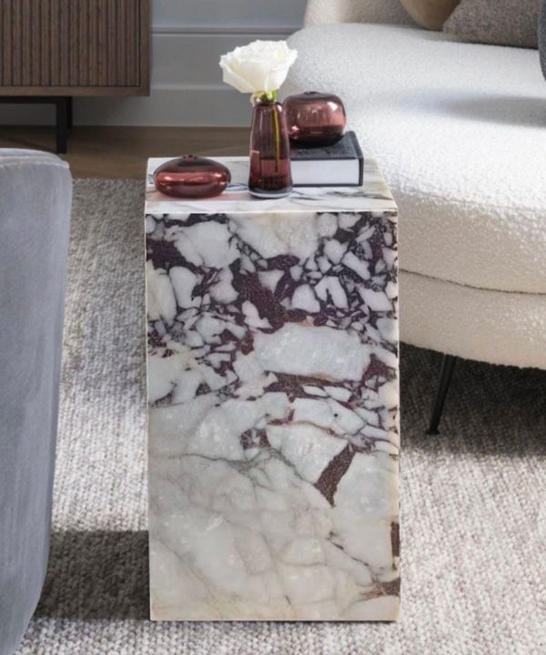 Calacatta Viola Marble Cube Design Plinth End/Side Table, Nightstand Polished STCV141424P Best Wholesale For Sale