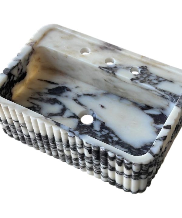 Calacatta Viola Marble Wall-Mount Rectangular Fluted Bathroom Sink NTRVS151 Official For Sale