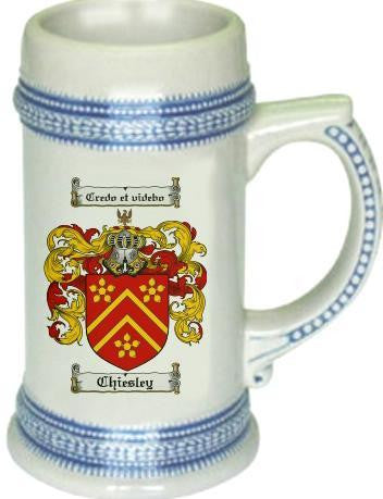 Chiesley Coat of Arms Stein / Family Crest Tankard Mug Newest For Sale