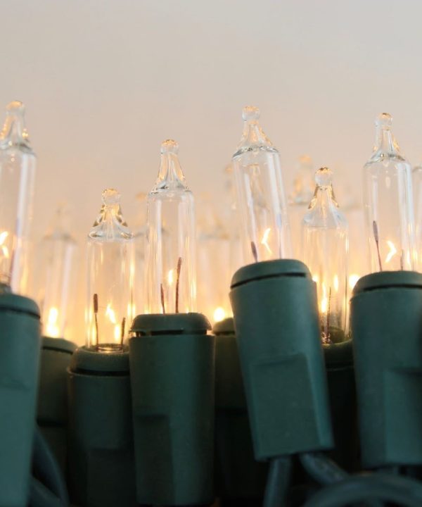 100-bulb Clear Mini Lights, 2.5" Spacing, Green Wire Outlet Big Discount