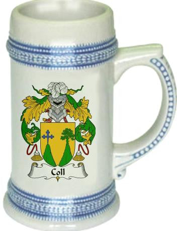 Coll Coat of Arms Stein / Family Crest Tankard Mug Free Shipping 100% Original