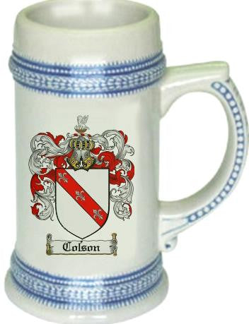 Colson Coat of Arms Stein / Family Crest Tankard Mug Get Authentic Cheap Pice