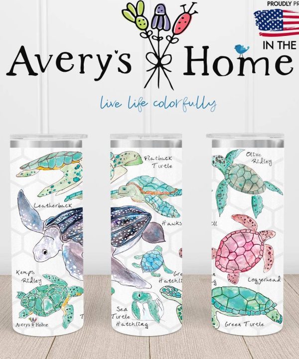 Sea Turtle Ocean Artwork Coastal 20 oz USA Skinny Tumbler Buy Cheap Clearance Store