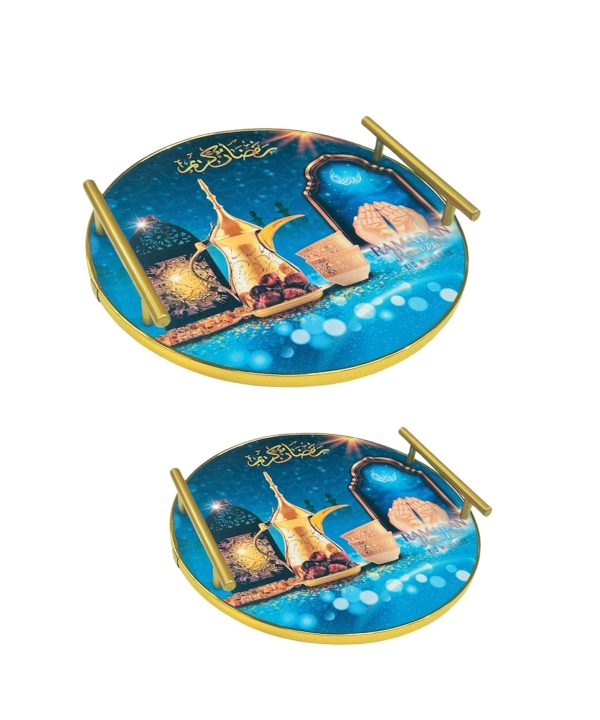 Ramadan Deco Food Tray Rectangle Eid Serving Tray Set of 2 Pcs 31*39/24*33 cm Cheap Pice Wholesale Pice