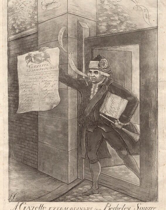'A gazette extraordinary from Berkeley Square' Portrait Print Free Shipping Buy