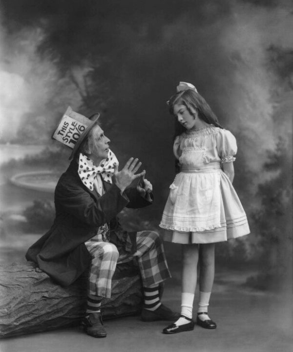 Charles Hayden Coffin as the Mad Hatter in 'Alice in Wonderland'; Estelle Dudley as Alice in 'Alice in Wonderland' Portrait Print For Sale Finishline