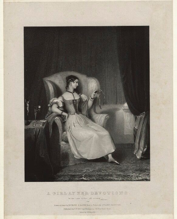 'A girl at her devotions' Portrait Print Cheap The Cheapest