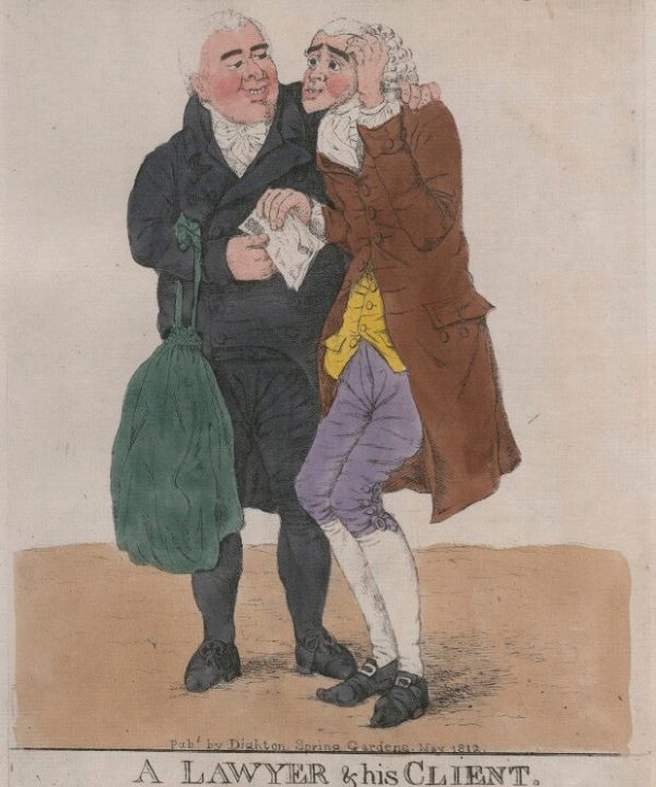'A lawyer and his client' Portrait Print Visit For Sale