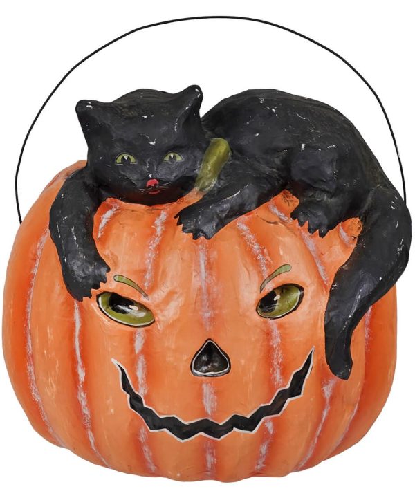 Distressed Cat With Pumpkin Candy Bucket Buy Cheap Brand New Unisex