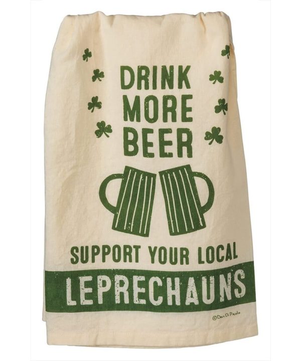 Drink More Beer Support Leprechauns Dish Towel Buy Cheap Very Cheap