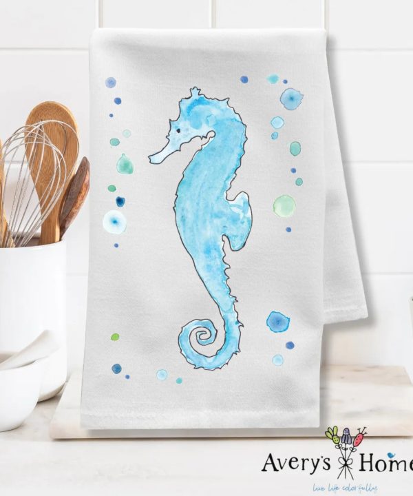Sea Horse Cute Coastal Customizable Flour Sack Dish Towel Buy Cheap Newest