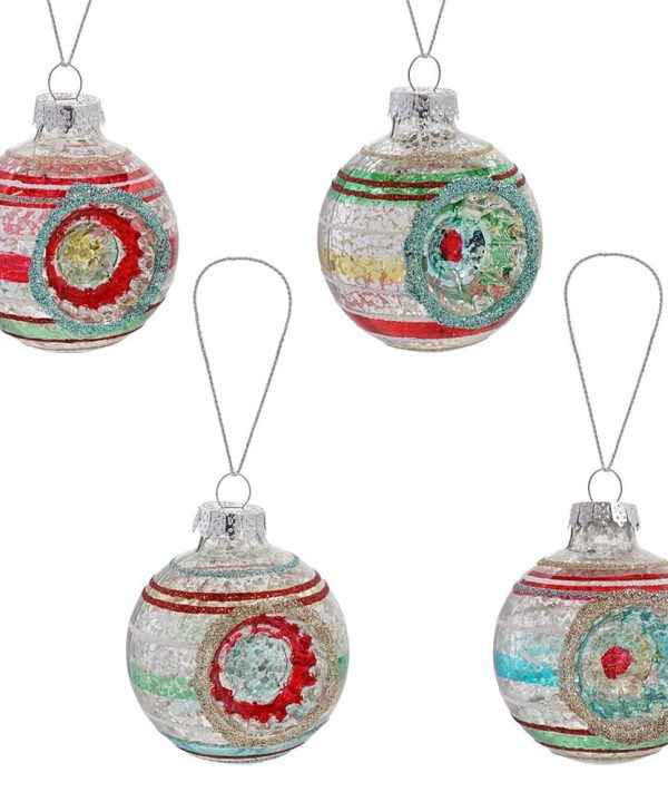 Early Years Glass Reflector Ball Boxed Ornaments Set/4 Clearance Choice