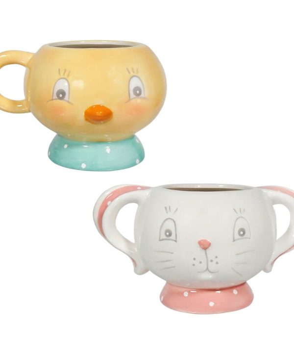 Easter Dottie Chick & Bunny Mugs Set/2 Cheap Sale Finishline