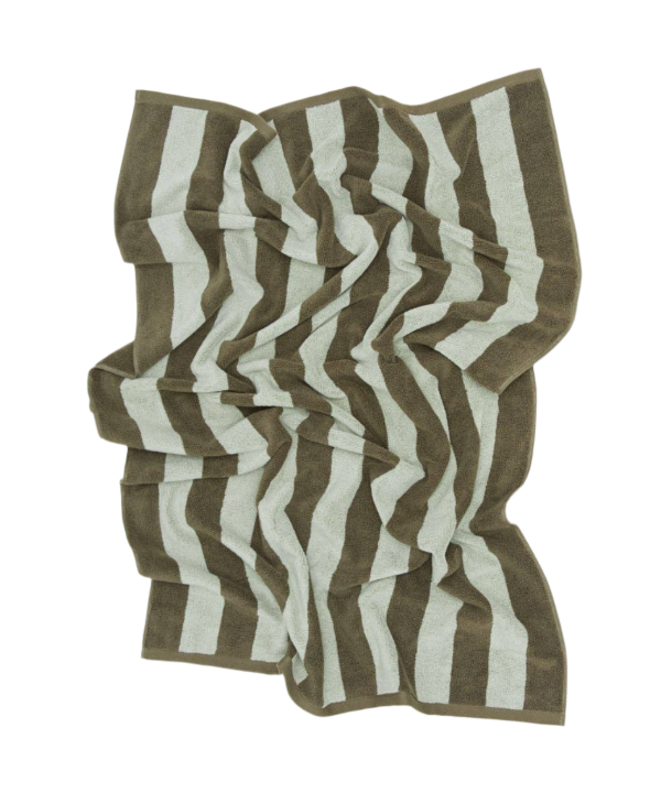 SIMPLE STRIPED TERRY TOWELS - OLIVE/SAGE Great Deals Cheap Pice