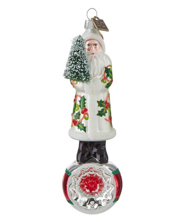 Elegant Holly Santa Ornament For Sale Online