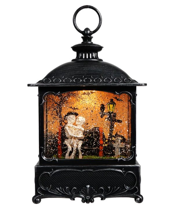 Embracing Skeleton Couple Lighted Spinning Water Globe Free Shipping Good Selling