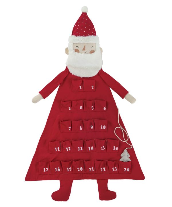 Fabric Red & White Santa Advent Calendar With 24 Pockets & Tree Many Kinds Of Sale Online