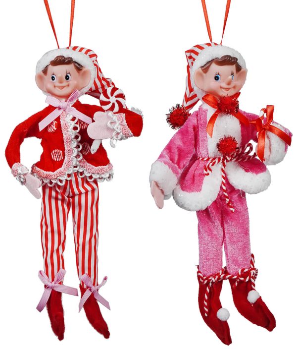 Fabric Sweets Pixie Elf Ornaments Set/2 Cheap Sale Popular