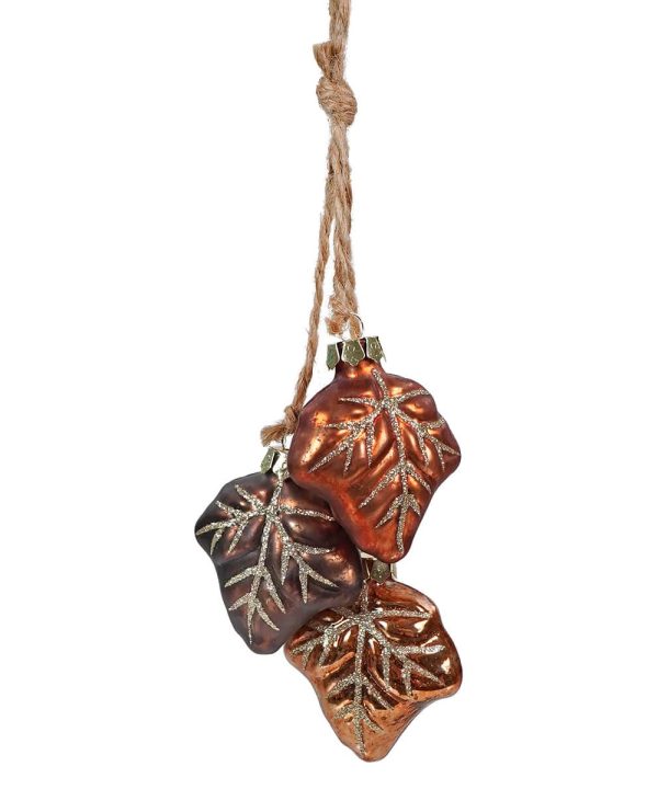 Fall Glass Maple Leaves Dangle Ornaments Set/3 Cheap Sale Exclusive