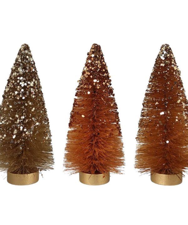 Fall Sparkle Bottle Brush Mini Trees Set/3 Discount The Cheapest