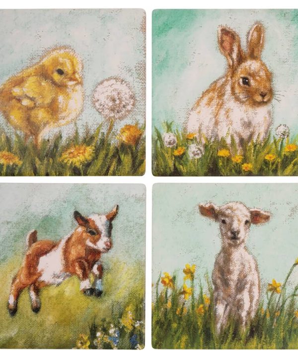 Farm Animal Coaster Set/4 With Coaster Rack Outlet Pay With Paypal