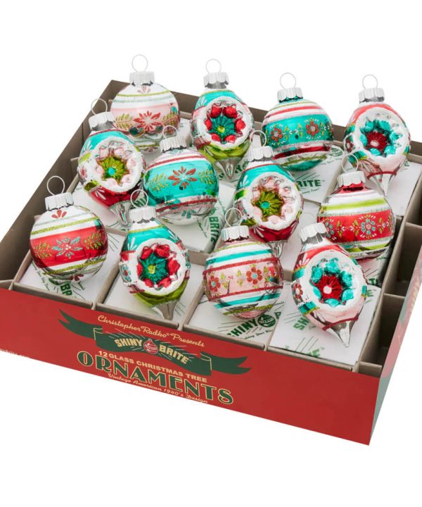 Festive Fete Decorated Indent & Round Ornaments Set/12 Cheap Best Wholesale