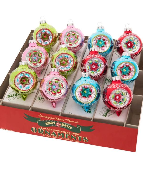 Festive Fete Decorated Reflector Round Ornaments Original Online