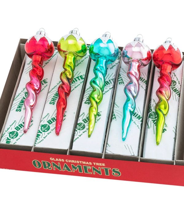 Festive Fete Glass Icicle Ornaments Set/5 Cheap Sale Popular