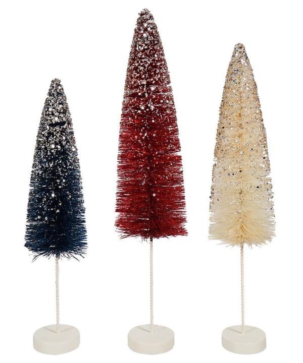 Firework Bottle Brush Trees Set/3 Discount Great Deals