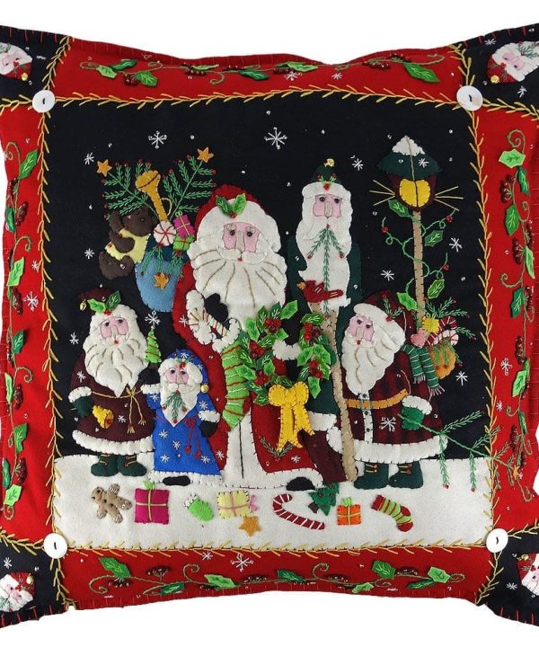 Five Santas With Holly Rim Pillow Buy Cheap Official Site