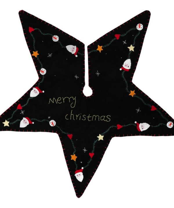 Five Star Merry Christmas Tree Skirt With Santa & Snowmen Fashion Style For Sale