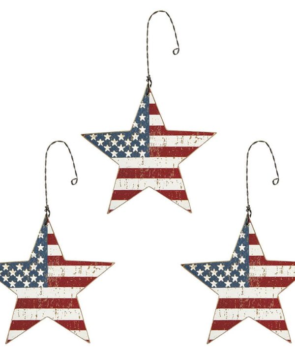 Flag Star Holiday Ornament Set/3 Free Shipping Pay With Visa