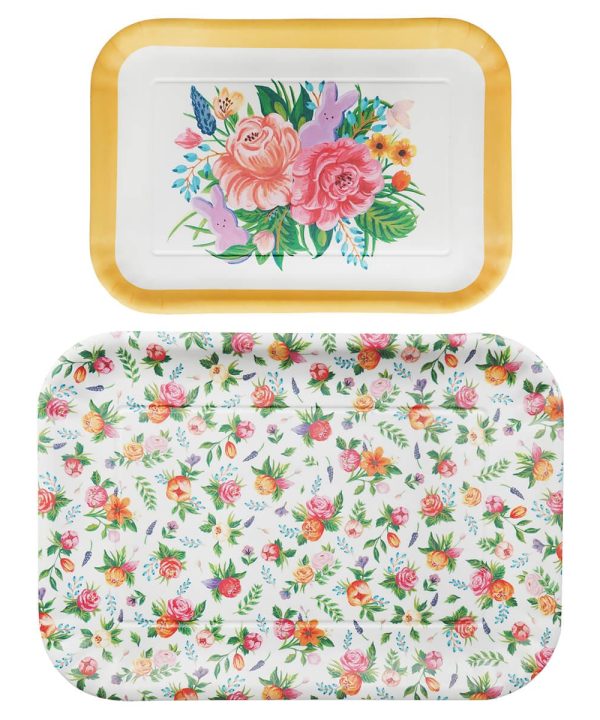 Floral Peeps Melamine Trays Set/2 Cheap New Styles