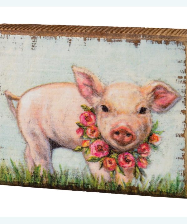 Floral Piglet Block Sign Discount Pices