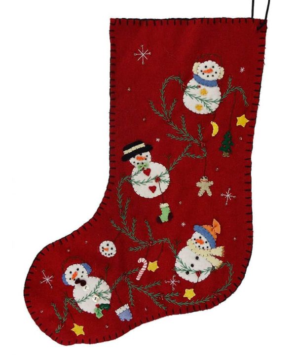 Four Snowmen Red Stocking Sale Clearance