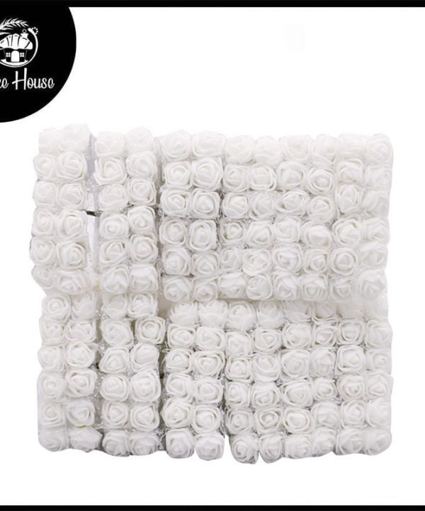 Artificial Paper Small White Rose Flower Topper 144Pcs set Original Cheap Pice