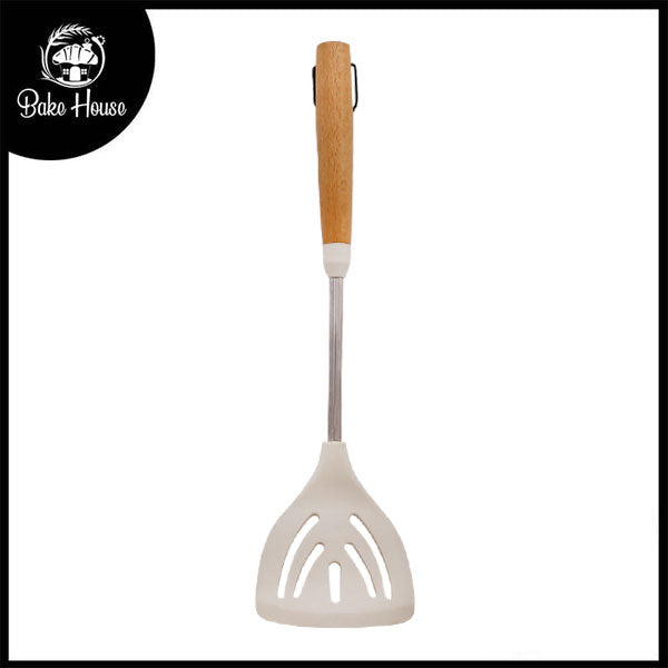 AITOS Silicone Slotted Spoon With Wooden Stainless Steel Handle Collections Online