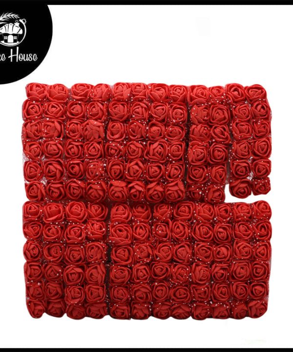 Artificial Paper Small Red Rose Flower Topper 144Pcs set Shop For Cheap Online