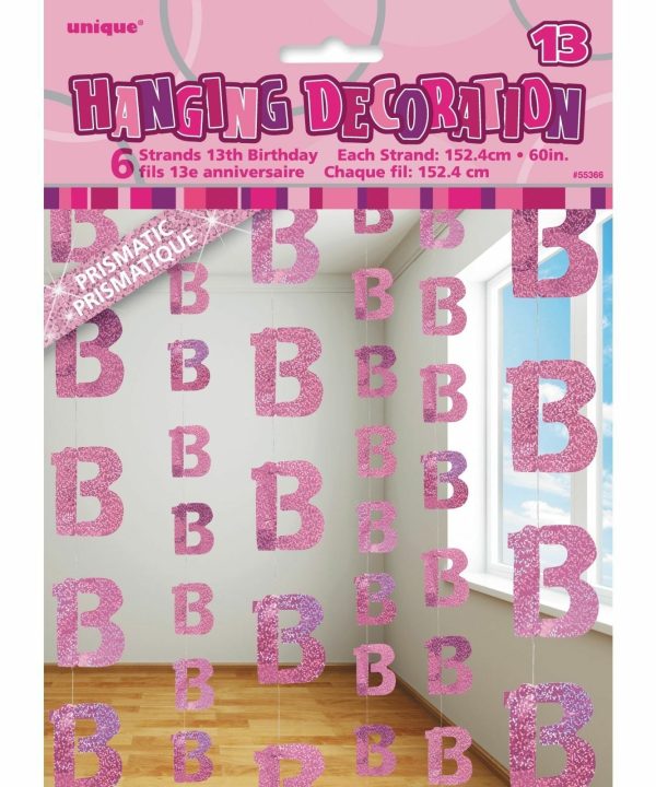 13th Birthday Pink Hanging String Decorations Low Pice Fee Shipping For Sale