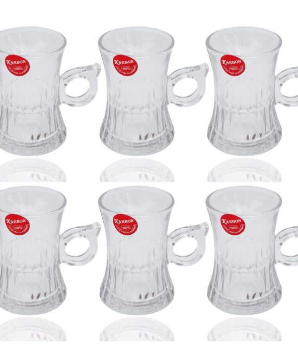 Premium Lead Free Glass Tea Cup Set of 6 pcs 120 ml Clearance Factory Outlet