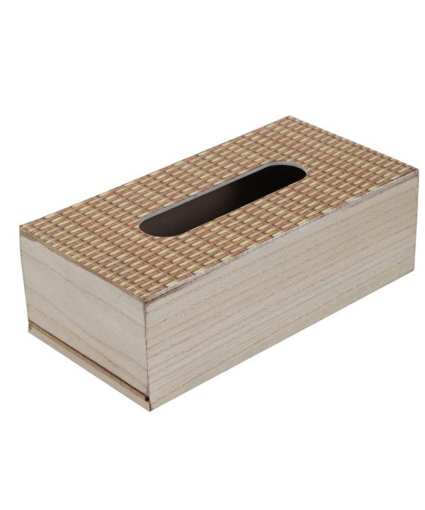 Premium Quality Rattan Design MDF Rectangular Tissue Box Napkin Holder 25*13*8 cm Cheap Original