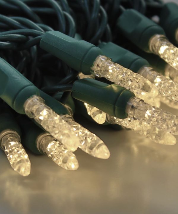 50-light  M5 Warm White LED Christmas Lights, 4" Spacing Green Wire Cheap Sale Reliable