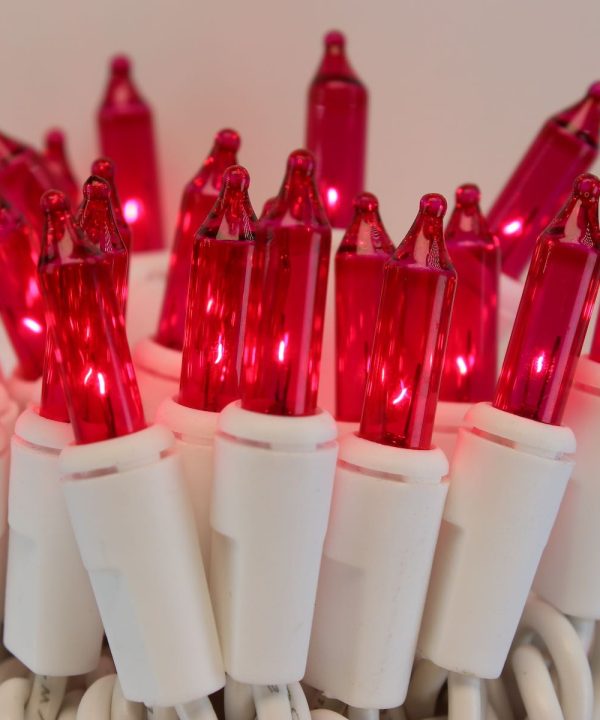 100-bulb Pink Mini Lights, 2.5" Spacing, White Wire Buy Cheap Great Deals