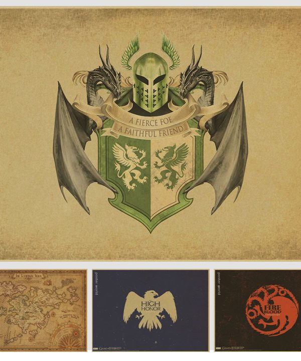 Wall Sticks of Heraldries and maps of GAME OF Thrones retro Paper Posters vintage paingtings nice gift prints Outlet New Arrival
