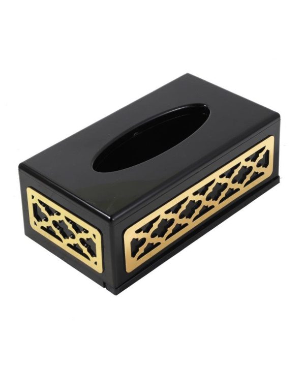 Premium Quality Black Gold Abstract Design Acrylic Rectangular Tissue Box Napkin Holder 12*22*8 cm Discount Fast Delivery