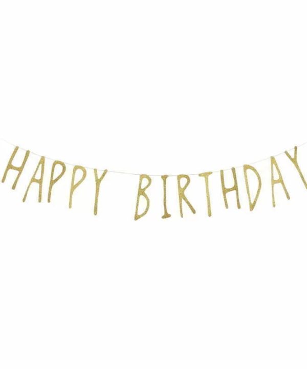 1.5m Happy Birthday Gold Glitter Letter Bunting Low Cost Cheap Pice