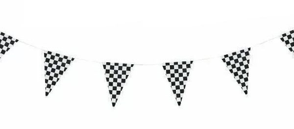 10m Pennant Bunting Traingle Flag Banner - Black/White Check Cheap Usa Stockist